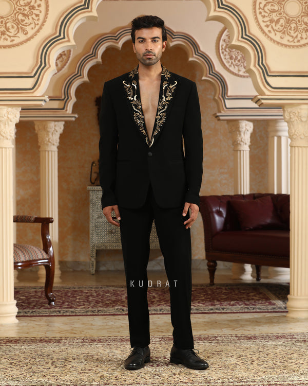 Gold Vines Embroidered Suit Set