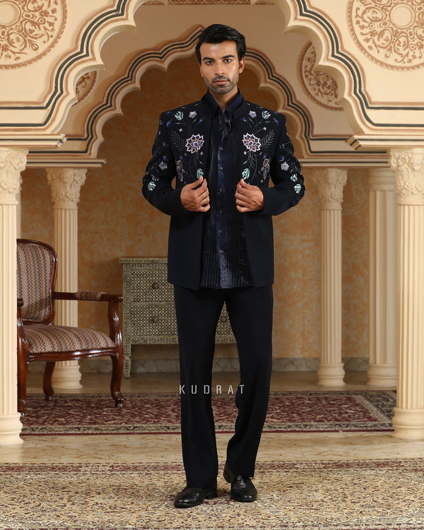 Van Raj Embroidered Short Open Jacket Set