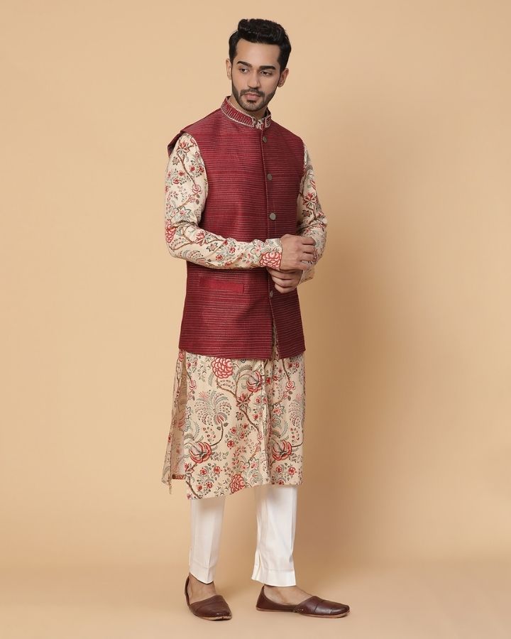 Abhushana Kurta Set With Nehru Jacket