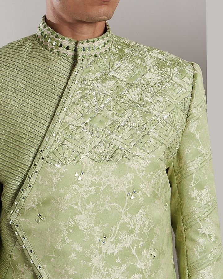 Ashok Green Embroidered Indo Sherwani