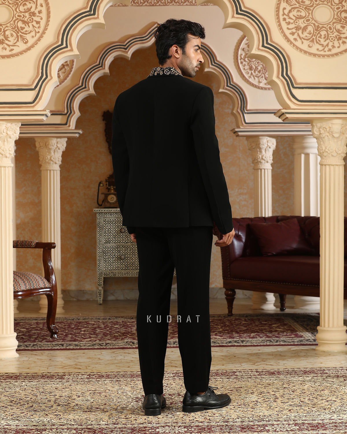 Gold Vines Embroidered Suit Set