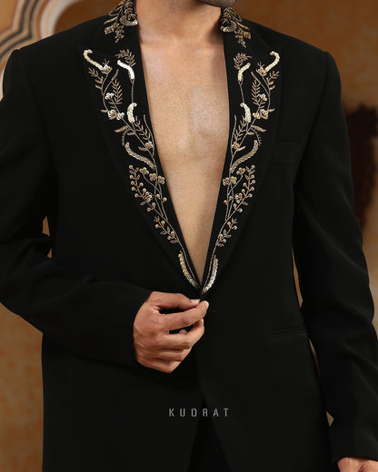Gold Vines Embroidered Suit Set