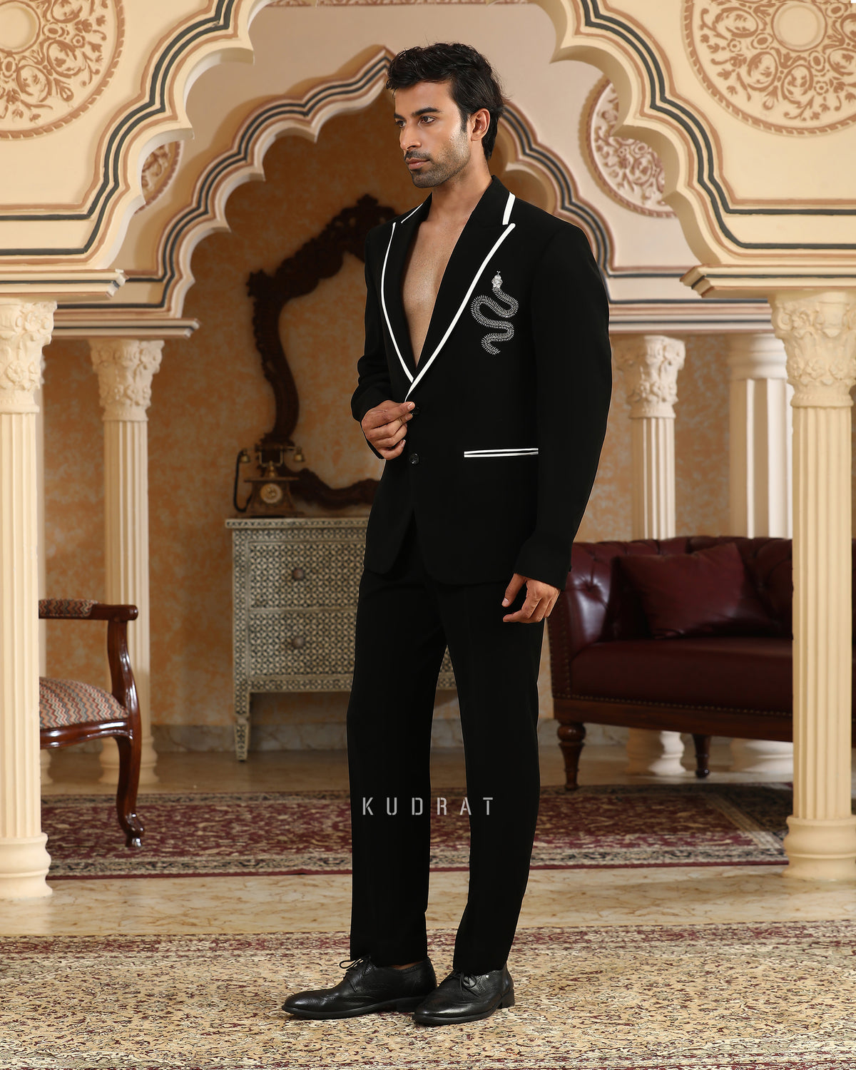 Serpents Charm Embroidered Suit Set
