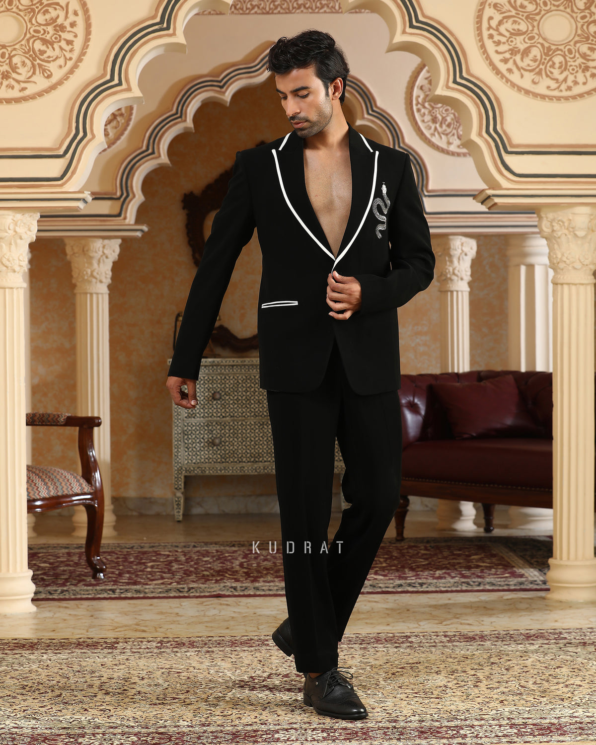 Serpents Charm Embroidered Suit Set