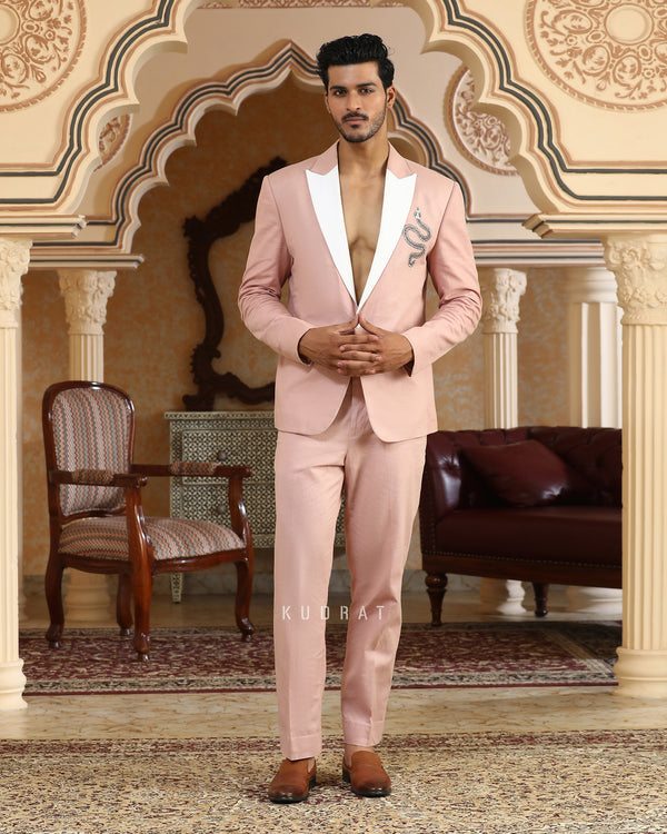 Serpents Charm Linen Embroidered Suit Set