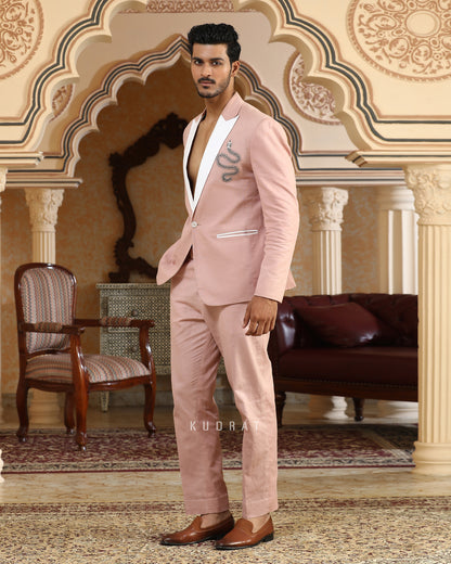 Serpents Charm Linen Embroidered Suit Set