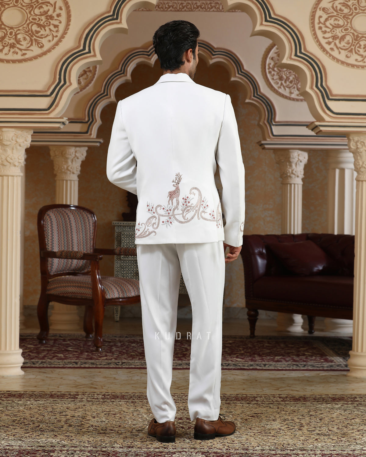 Sonchidi White Embroidered Suit Set
