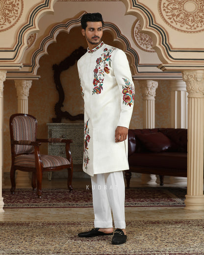 Rajphool Hand Embroidered Textured Indo Set