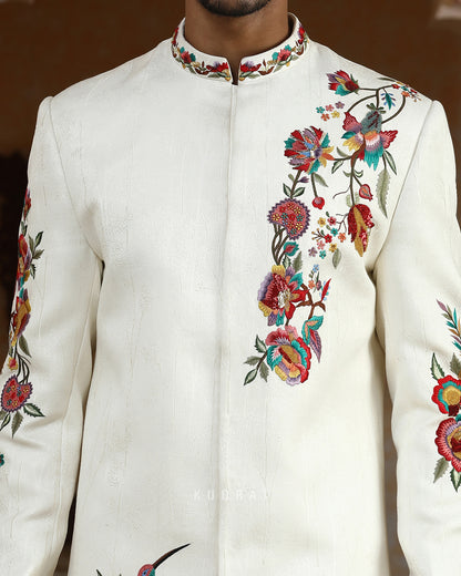 Rajphool Hand Embroidered Textured Indo Set