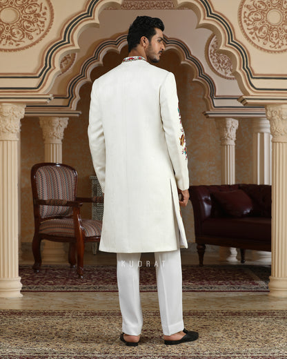 Rajphool Hand Embroidered Textured Indo Set