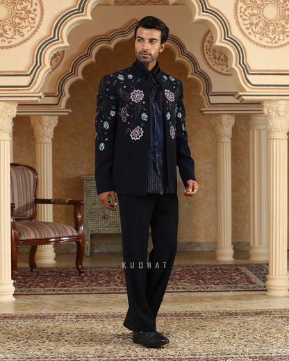Van Raj Embroidered Short Open Jacket Set