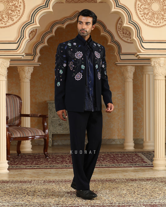 Van Raj Embroidered Short Open Jacket Set
