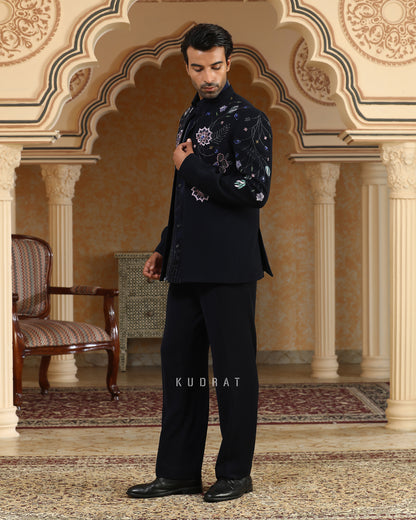Van Raj Embroidered Short Open Jacket Set
