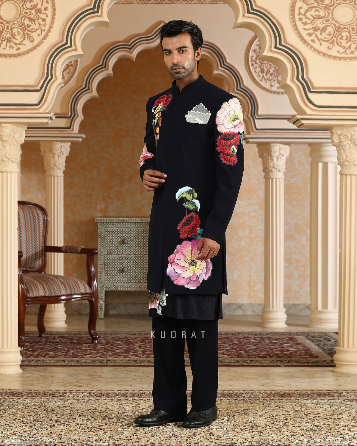 Handpainted Phoolkumar Embroidered Indo Set