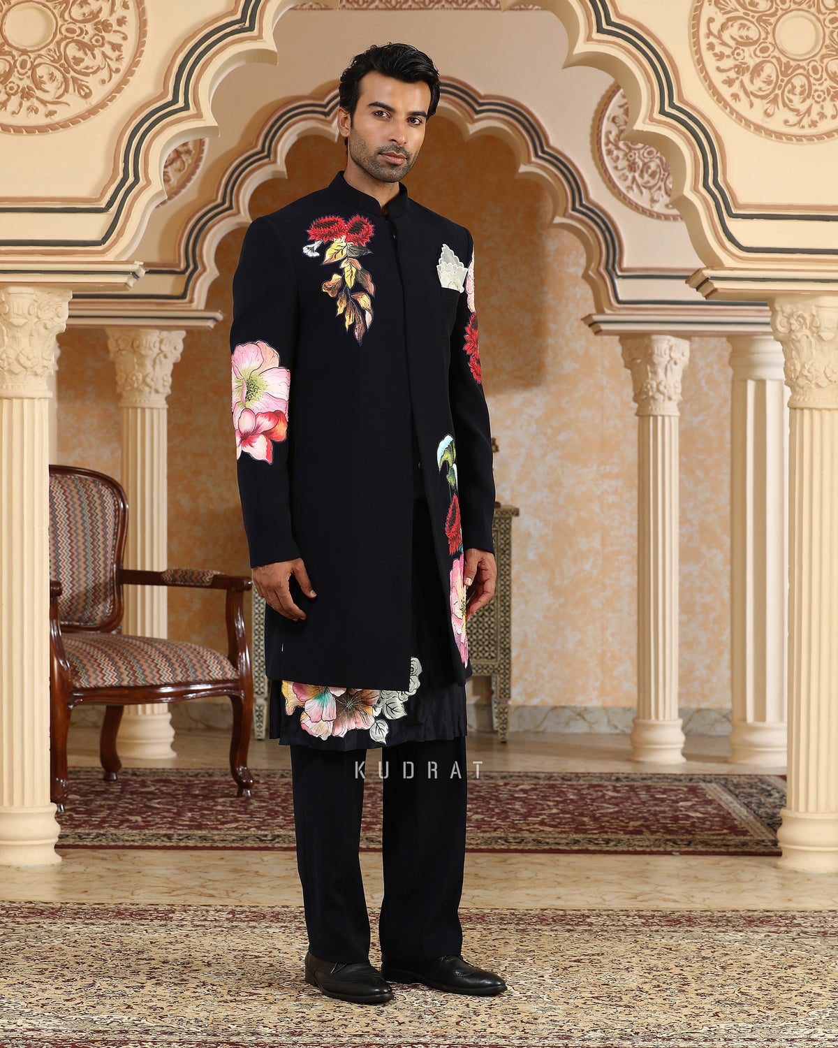 Handpainted Phoolkumar Embroidered Indo Set