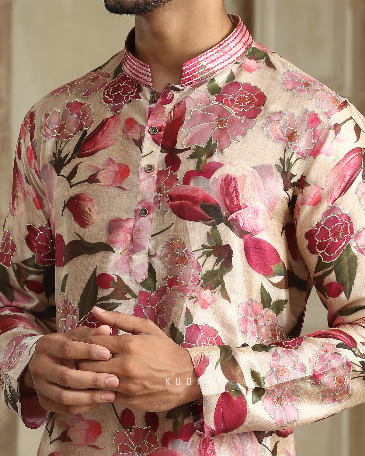 Gold Cherry Blossom Kurta