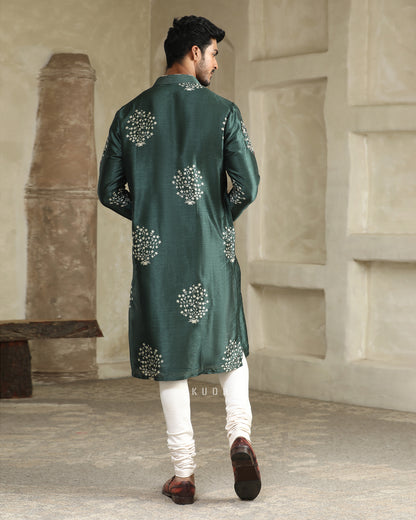 Hari Booty Embroidered Silk Kurta