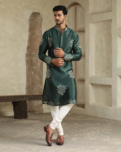 Hari Booty Embroidered Silk Kurta