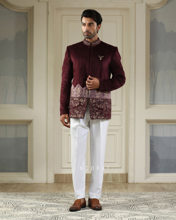 Sher Bagh Velvet Bandhgala Set
