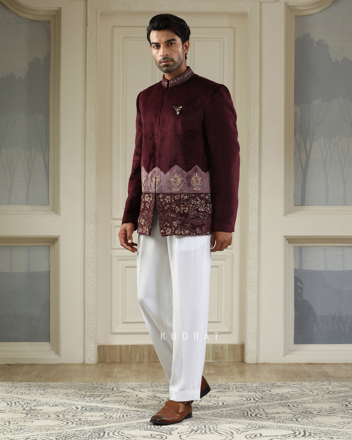 Sher Bagh Velvet Bandhgala Set