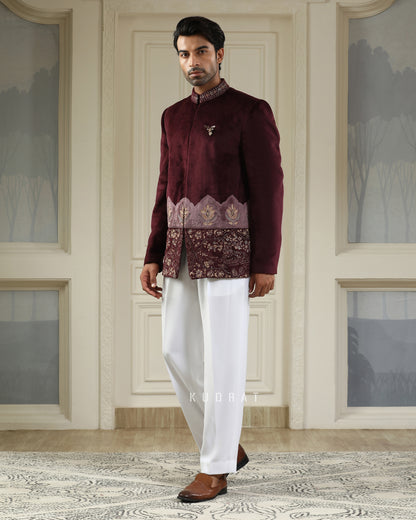 Sher Bagh Velvet Bandhgala Set