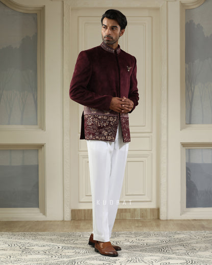 Sher Bagh Velvet Bandhgala Set