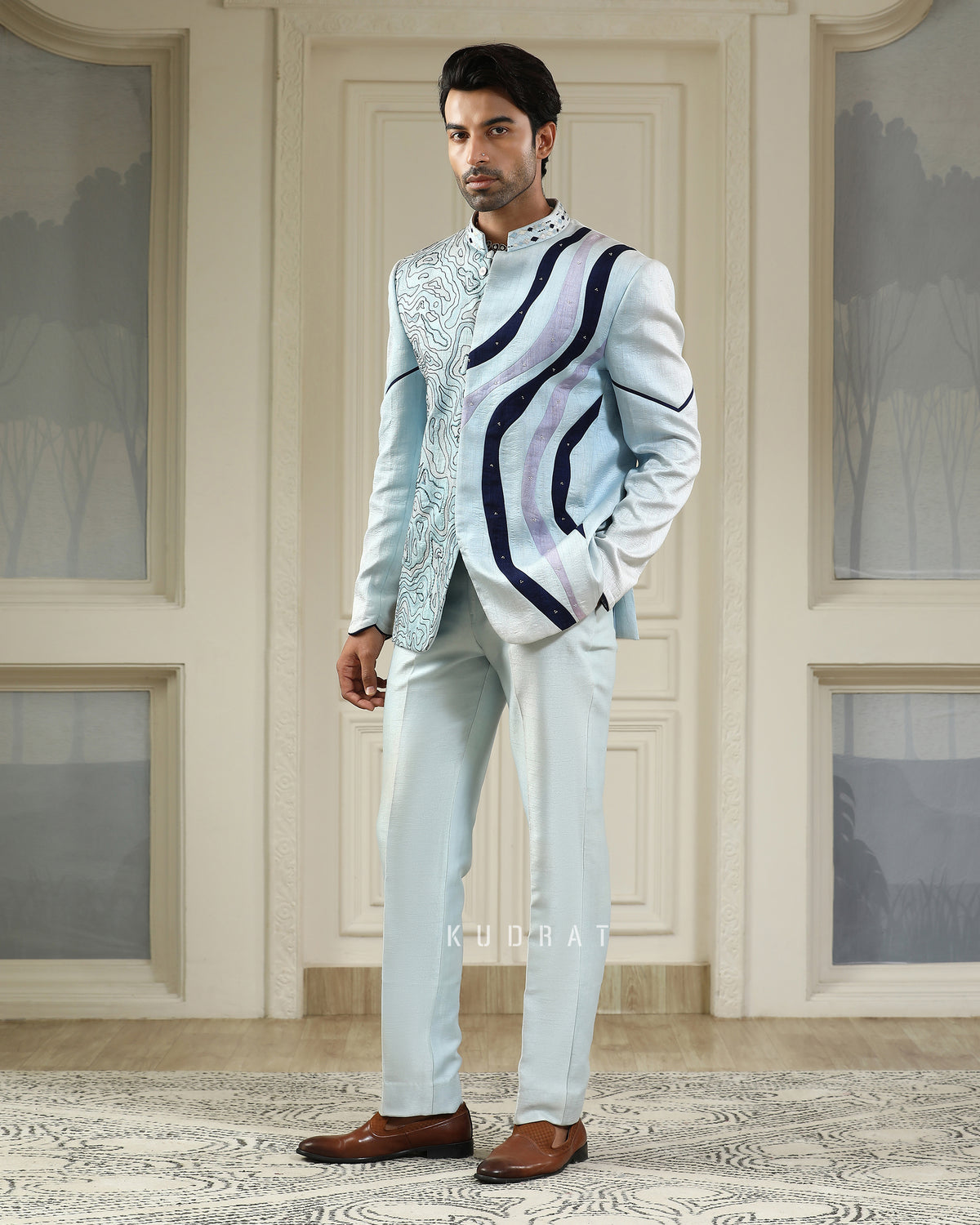 Neel Samudra Embroidered Bandhgala