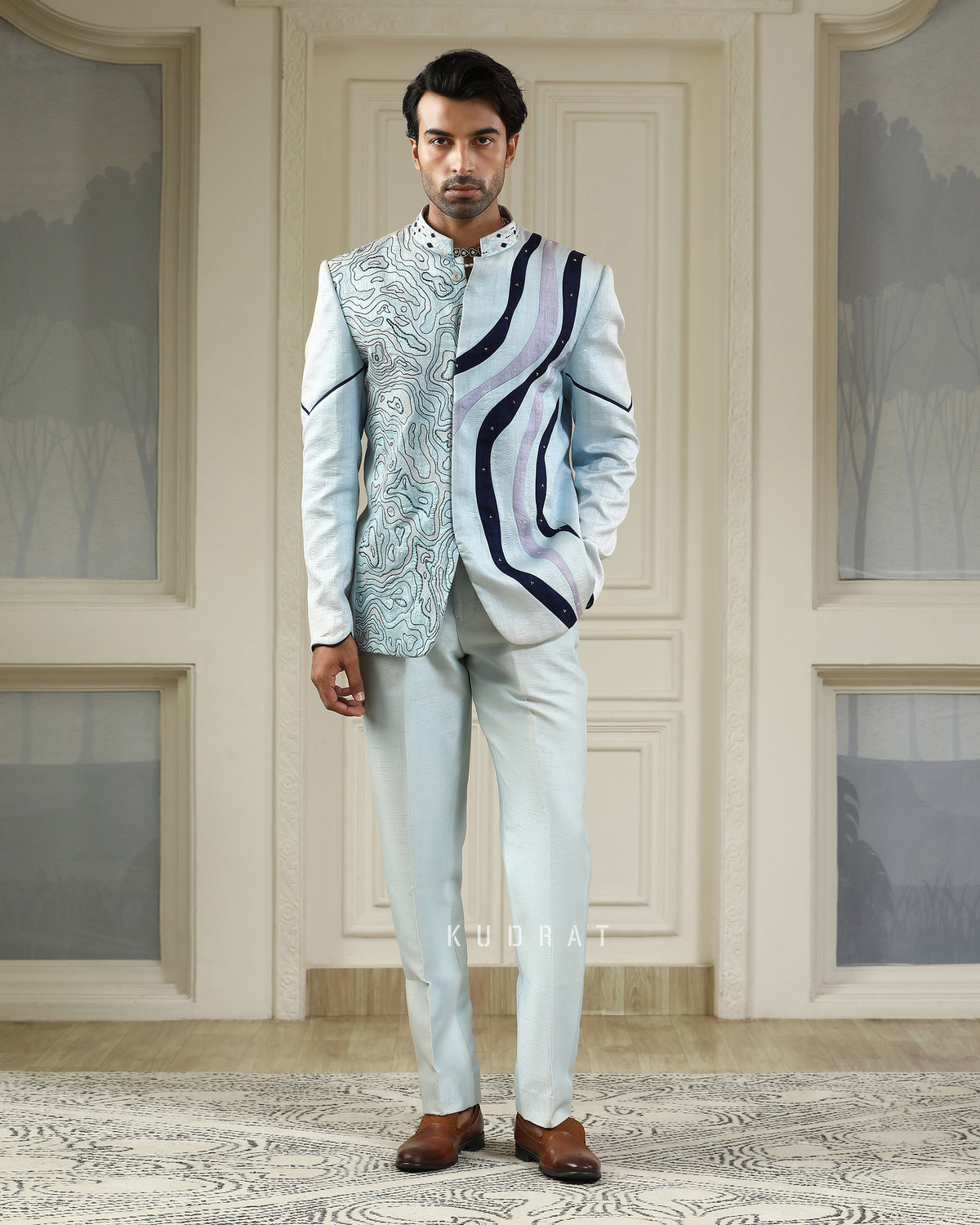 Neel Samudra Embroidered Bandhgala