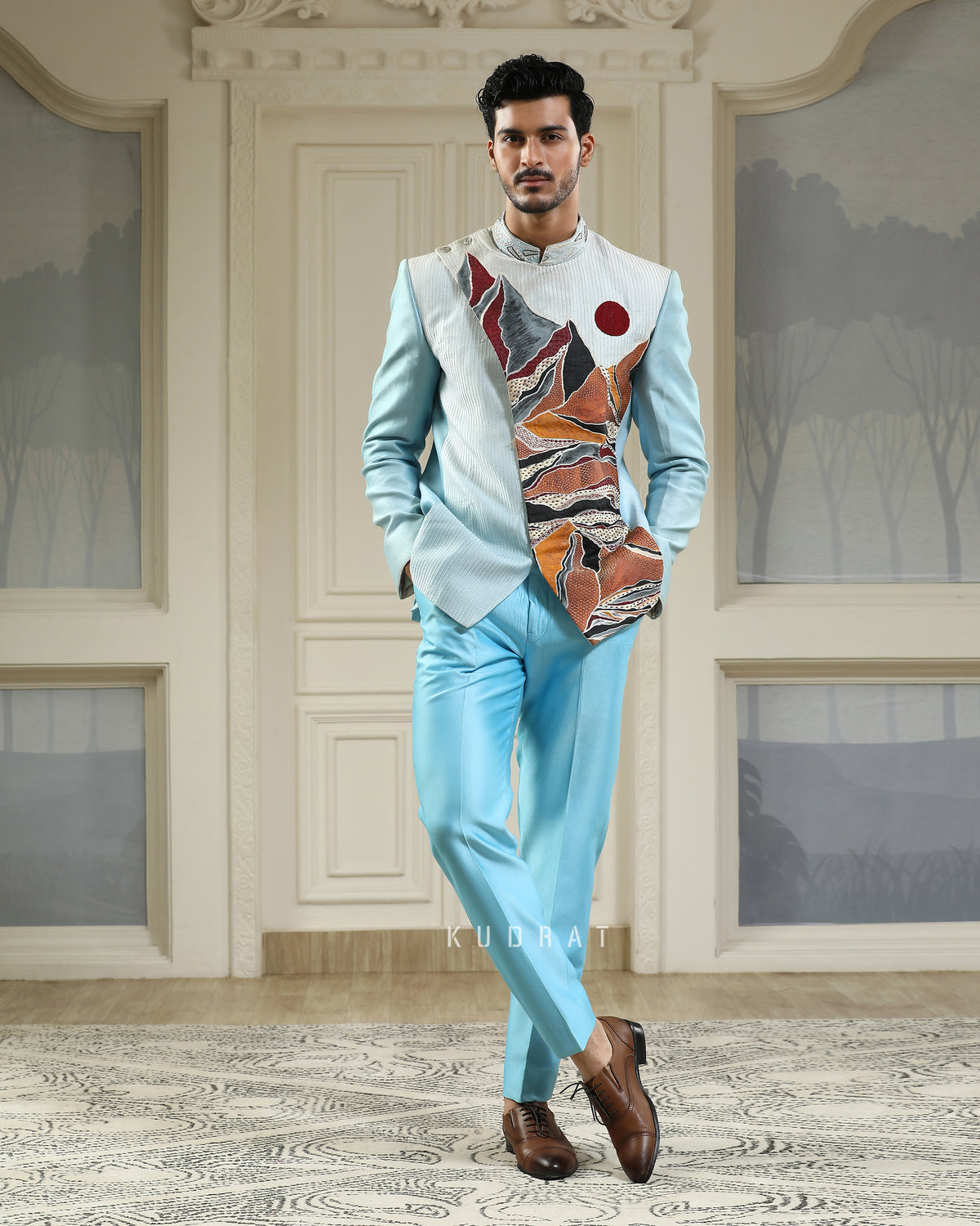 Parvat Handpainted Embroidered Bandhgala