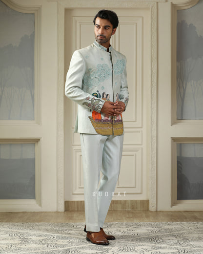 Kashti Handpainted Embroidered Bandhgala Set