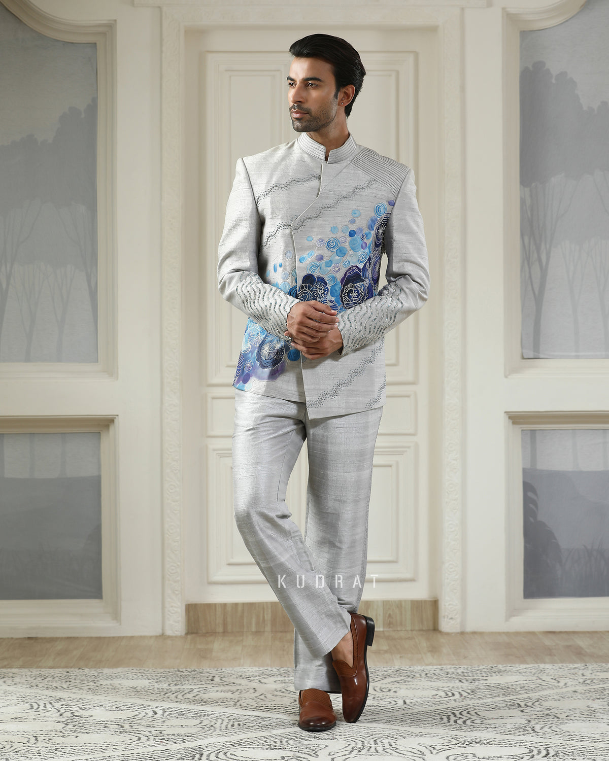 Samudra Handpainted Embroidered Bandhgala Set