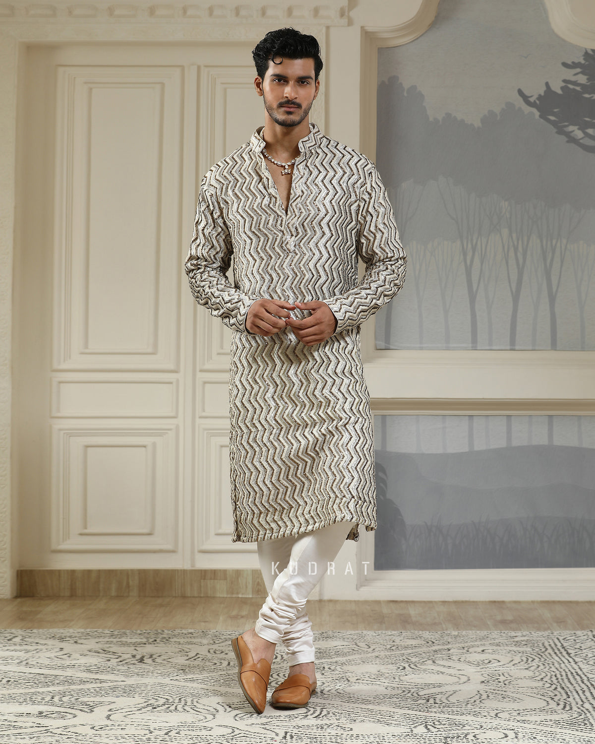 Moonlit Silver Kurta Set
