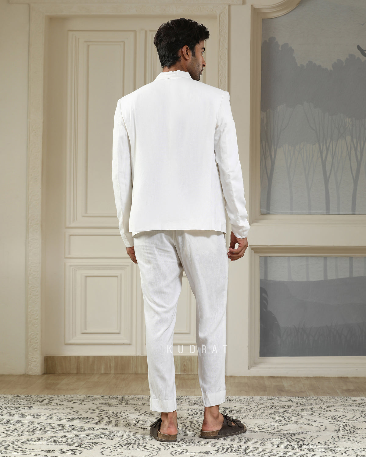 White Breeze Linen Blazer Set