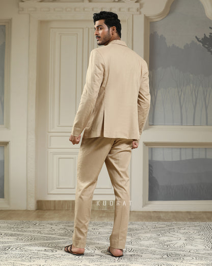 Beige Breeze Linen Blazer Set