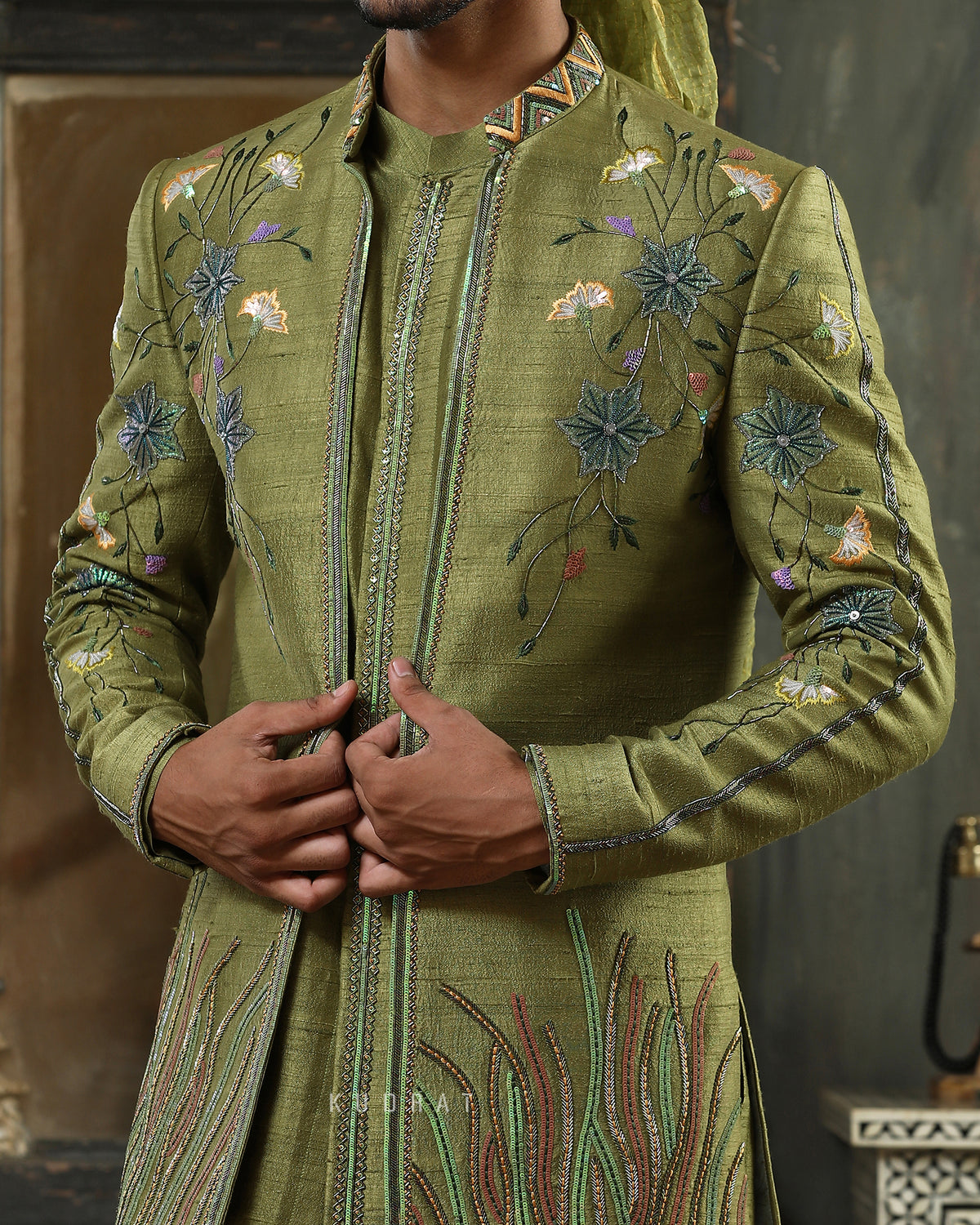 Jhilmil Pushp Embroidered Jacket Set