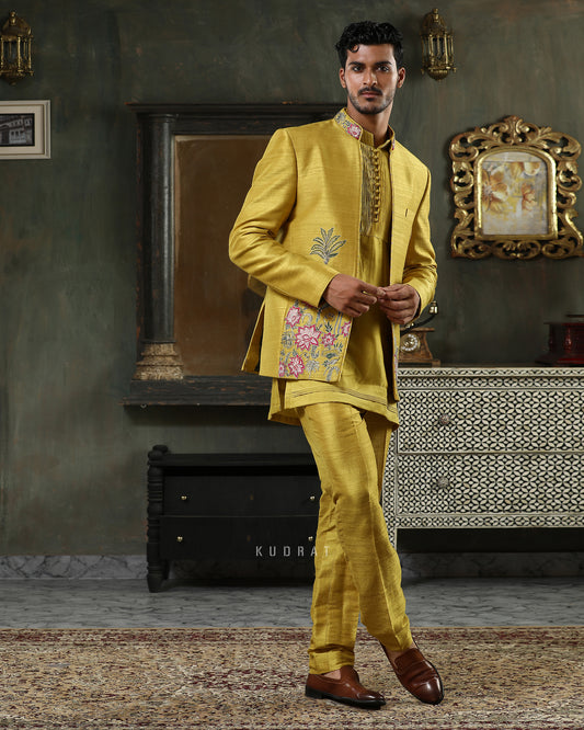 Mor Kamal Embroidered Open Jacket Set