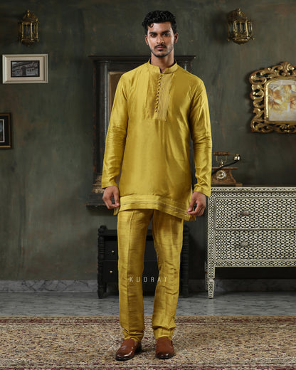 Mustard Pintex Kurta Set