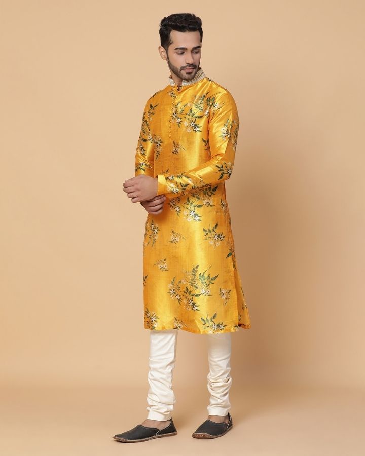 Sumeru Yellow Silk Kurta