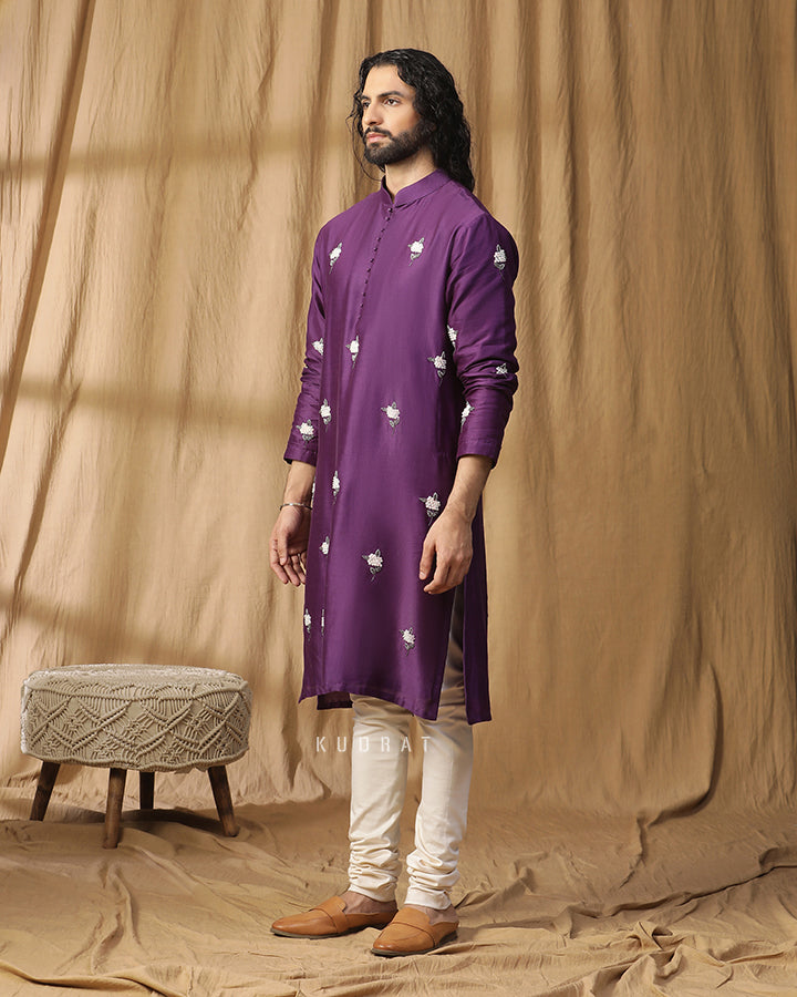 Aubergine plum kurta set