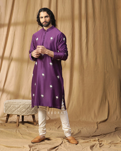 Aubergine plum kurta set