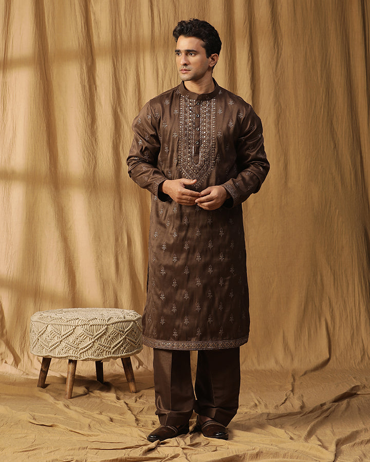 Hrishabh Hand Embroidered Kurta Jacket Set