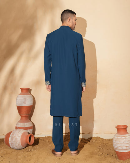 Navy Embroidered Kurta Set