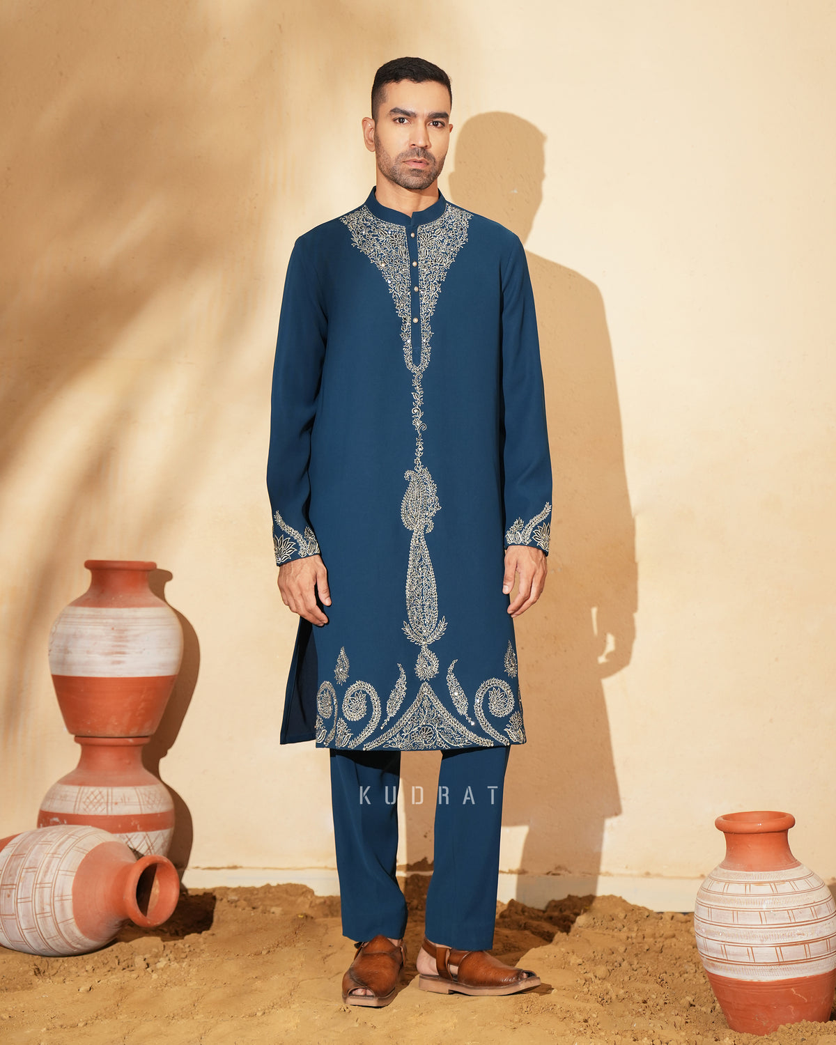 Navy Embroidered Kurta Set
