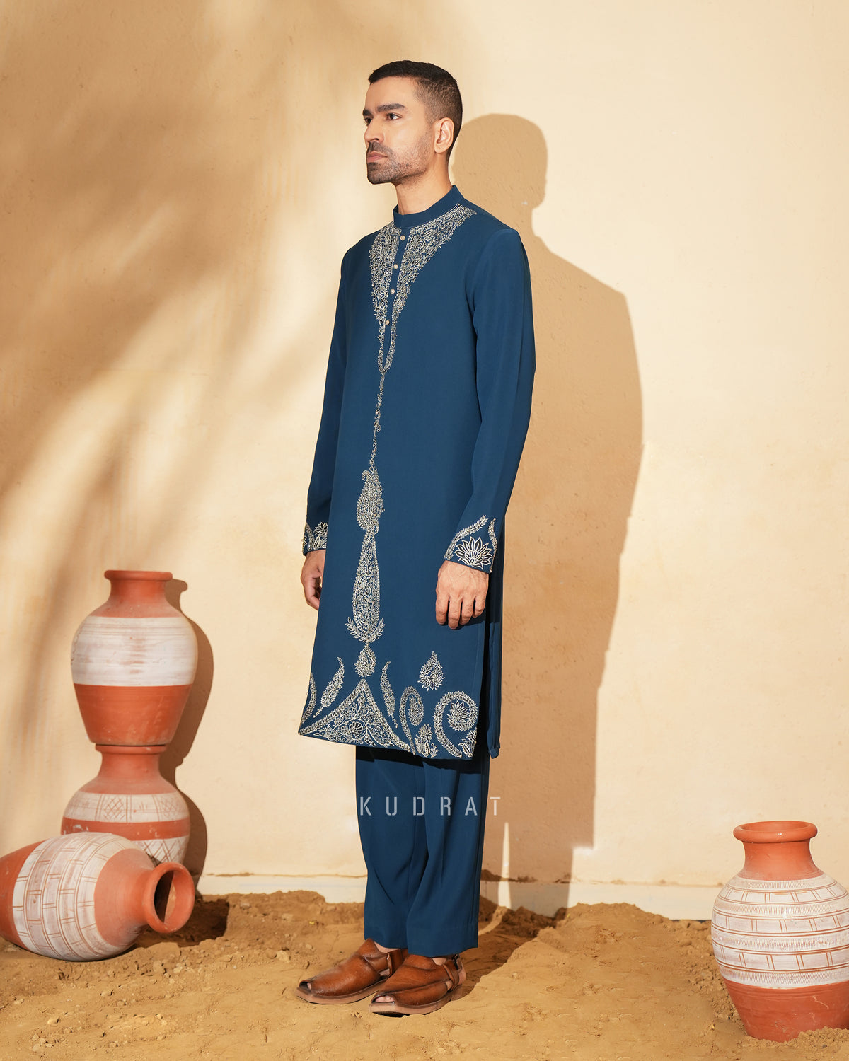 Navy Embroidered Kurta Set