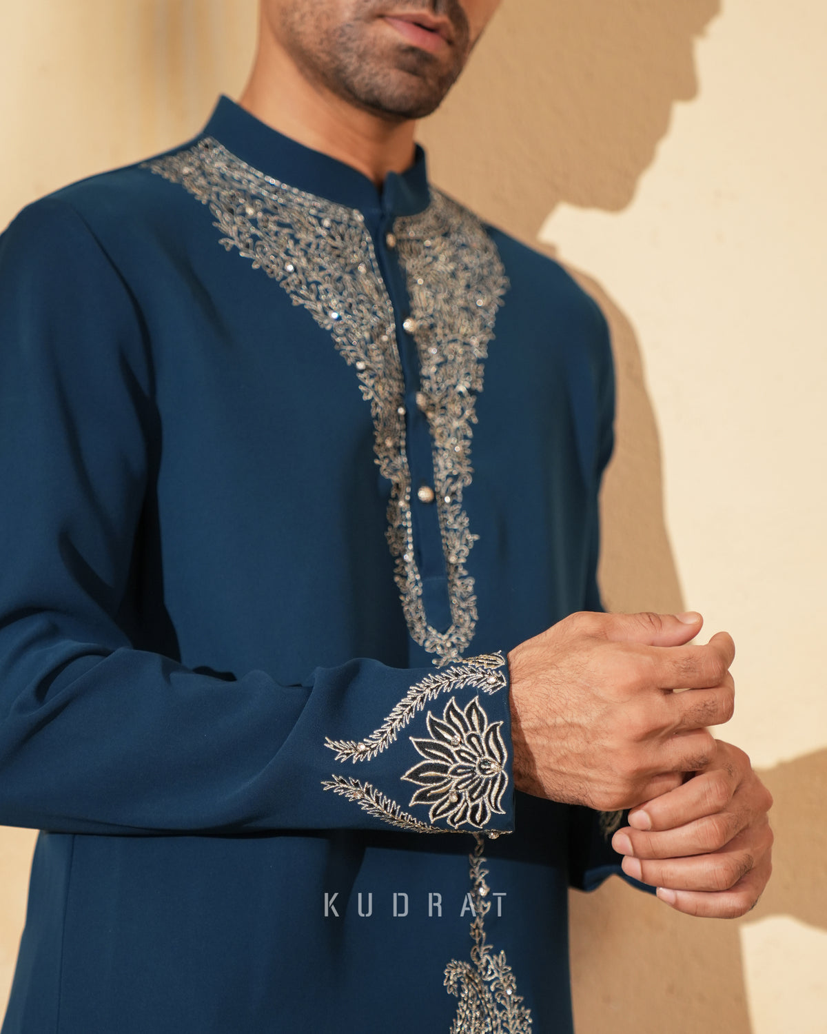Navy Embroidered Kurta Set