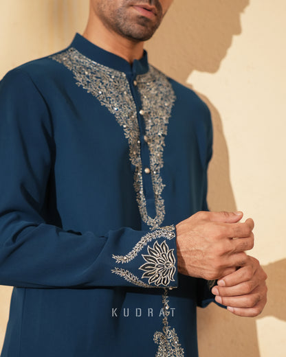 Navy Embroidered Kurta Set