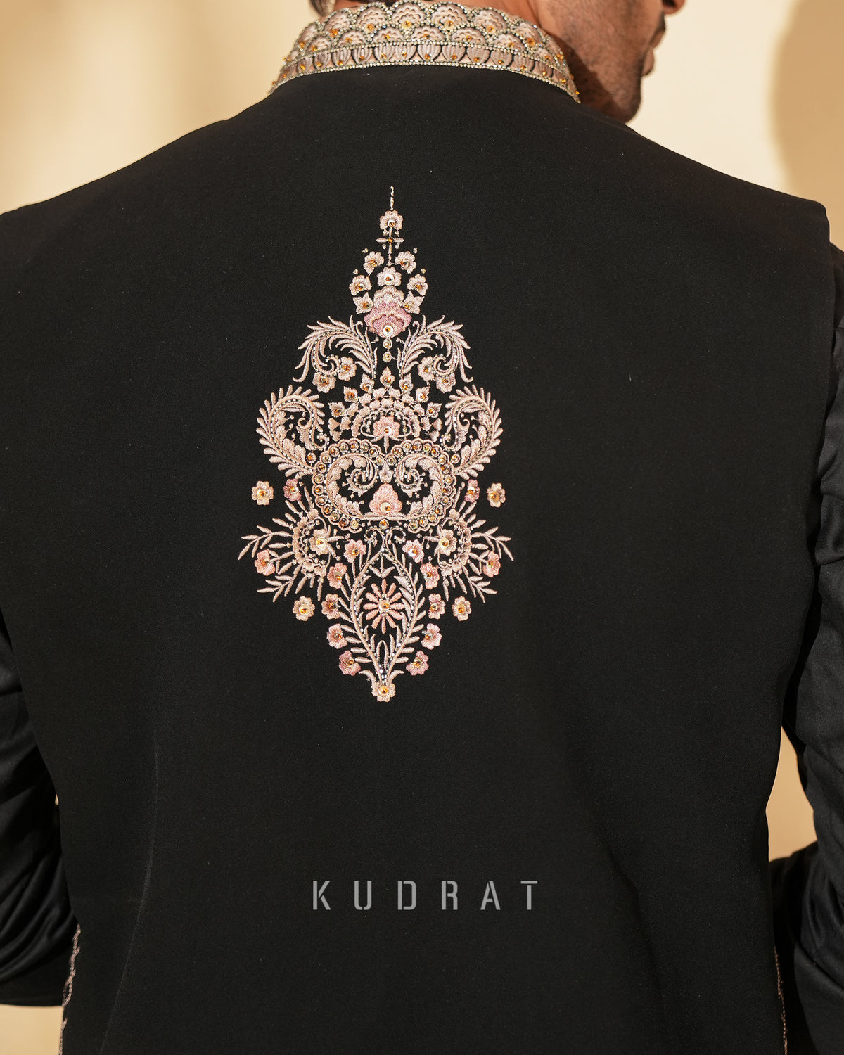 Black Embroidered Nehru Jacket Set