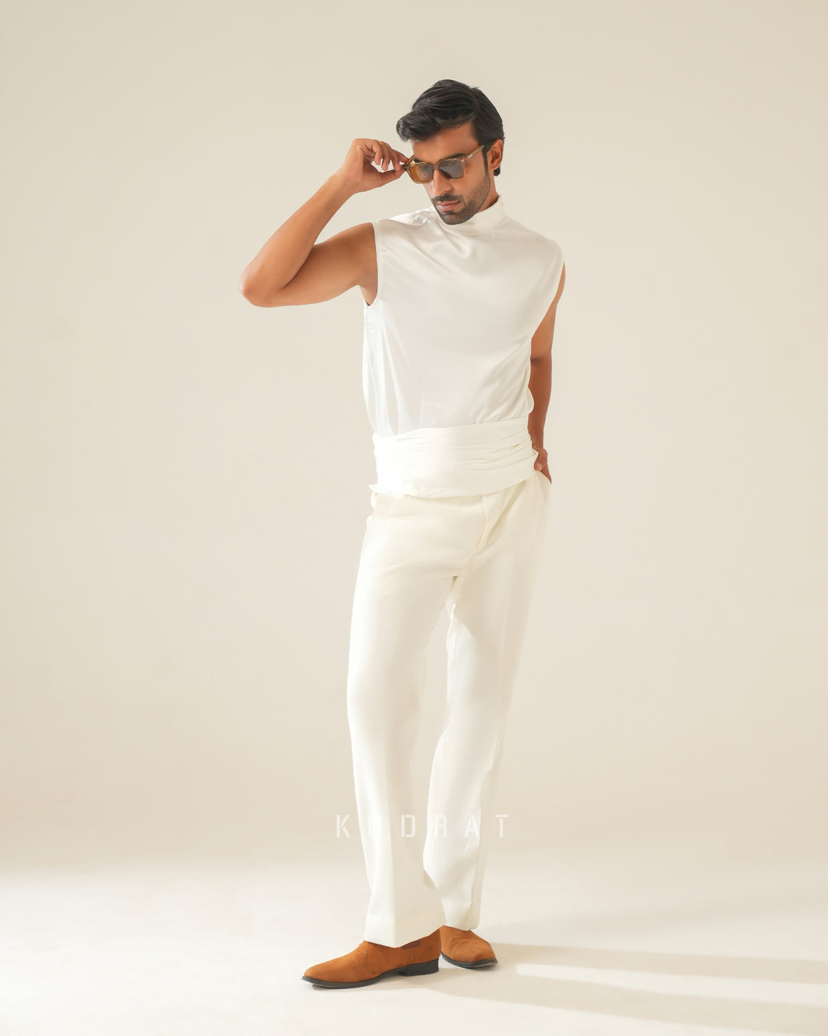 Satin high neck shirt