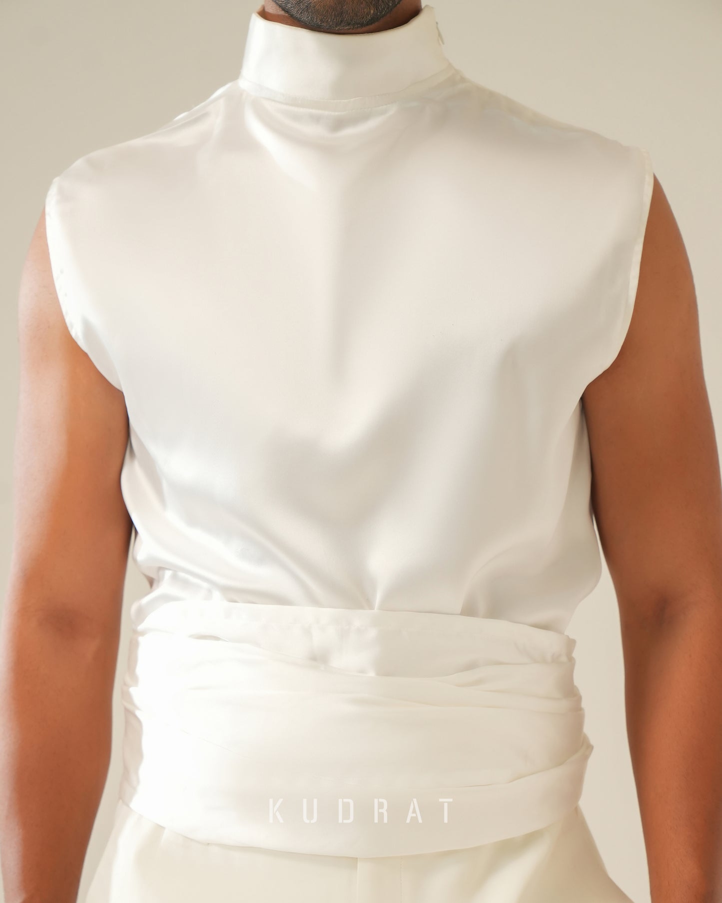 Satin high neck shirt