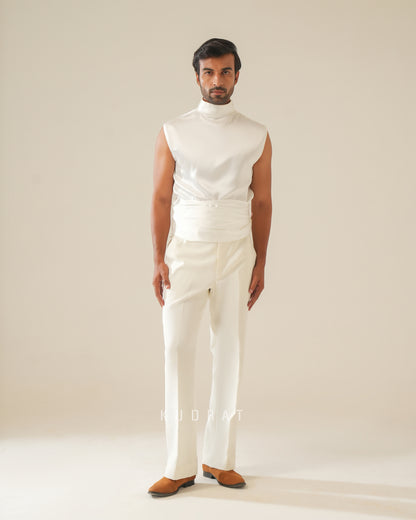 Satin high neck shirt